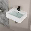 Wall Mounted Bathroom Sink 21x16.5 Inch Modern Wall Hung Sink White Porcelain Ceramic Vessel Vanity Sink with Faucet Hole