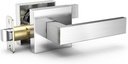 Jokiro Square Door Lever Handle for Smart Deadbolt, Privacy Lever Door Handle, Heavy Duty Locking Lever Set, Reversible for Right & Left & Sided Doors, Bedroom or Bathroom - Satin Nickle Finish