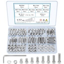 177 Pcs M6 Screws and Nuts, Hex Socket Head Cap Screws Nuts and Bolts Washers Kit, Stainless Steel Bolts and Nuts Kit, Metric Assorted Machine Screws Assortment Kit, Fully Threaded Bolt