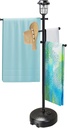 Sturdy & Solar-Powered Pool Towel Rack Outdoor - Adjustable Towel Racks with Wheels & Lights for Backyards