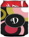 Caroline's Treasures AM1001-DCC Monogram - Retro in Black Can or Bottle Hugger Cooler Washable Drink Sleeve Collapsible Beverage Insulated Holder, Can Hugger, Multicolor