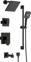 Shower System with Slide Bar - High Pressure Rain Shower Heads Combo Set with Handheld Showerhead and Tub Spout, Bathtub Shower Faucet Set with Shower Valve and Shower Trim, Matte Black