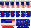 12 Pieces American Flag Can Cooler Sleeves, Neoprene Beer Coolies for Cans and Bottles, Collapsible Drink Cooler Sleeves, Perfect Party Supplies for Insulating,BBQ,4th of July,Gifts,Events