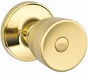 J-Series by Schlage Byron Door Knob with Standard Trim, Bed & Bath Privacy Lock, Bright Brass, J40 BYR 605
