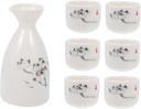 Japanese Ceramic Sake Pot Set Cups Traditional White Wine Serving Kettle 4-Piece Sake Set for Home and Parties