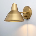 Yosoan Plug in Wall Sconce with Dimmer Switch, Brass Indoor Modern Adjustable Light Angle Wall Light Lamp with 6.89" Bowl Metal Shade Reading Lighting for Living Room Bedroom Painting Hallway(Antique)
