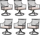 PHI VILLA Swivel Chairs Set of 6 Patio Dining Rocker Chair with Cushion Rocking Patio Furniture for Garden Backyard Bistro, Beige