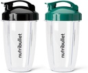 nutribullet® 24 oz To-Go Cups and colored flip-top lids (Black/Green)