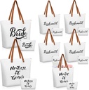 Hillban 14 Pcs Bridesmaid Canvas Bride Tote Bag and Makeup Bag Large Wedding Bachelorette Gifts Bridal Shower Gifts(Stylish Style)