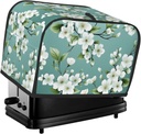 White Flower Plant Patterns Toaster Cover 2 Slice Washable Bread Maker Cover Decorative Kitchen Small Appliance Covers Dust Protection Stain Resistant Bread Machine Protector with Top Handle