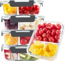 BAYZZ 5 Pack 35 Oz Glass Meal Prep Containers 2 Compartments, Glass Storage Containers with Lids, Airtight Lunch Bento Boxes, BPA-Free, Microwave and Freezer Safe