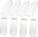 8pcs Plastic Wine Goblets Packdisposable Cups Bar Party Flutes Lightweight Unbreakable Cocktail Glasses
