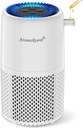 Air Purifier for Home Bedroom, AromaRoom H13 HEPA Air Filter For Smoke Pollen Dander Hair Smell Air Cleaner, 3-in-1 Filter with Sleep Mode, Quiet Air Cleaner For Pets, Home, Baby Room (White, AP103)