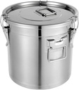 Stainless Steel Airtight Canister, Food Storage Bucket Containers with Locking Clamps, Rice Dispenser Kitchen Bucket for Rice, Flour, Dry Goods (21L)
