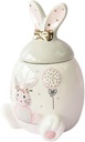 PRETYZOOM Bunny Shape Ceramic Storage Jar with Lid Cute Decorative Food Container for Cookies Candy and Snacks Adorable Design for Kitchen Counter and Pantry Organization