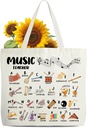 Music Teacher Canvas Tote Bags, Thank You Appreciation Gifts For Music Teacher, Birthday Teacher's Day Retirement Christmas Gifts For Music Teacher, Musical Symbols Themed Reusable Grocery Bag -44