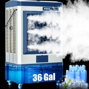 AKIRES 8979CFM Portable Swamp Cooler Air Conditioner,57IN Air Cooler for 1730Sq.ft of Space,with Continuous Auto Fill,36-Gal Water Tank,120°Oscillation,5 Ice Packs,Cooling Fan for Outdoor,Garage