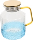 VINTORKY Glass Water Pitcher with Lid and Spout Large Capacity Transparent Beverage Jug with Ergonomic Handle and Infuser Lid for Kitchen and Dining
