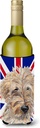 Caroline's Treasures SC9859LITERK Golden Doodle with English Union Jack British Flag Wine Bottle Hugger Bottle Cooler Sleeve Hugger Machine Washable Collapsible Insulator Beverage Insulated Holder
