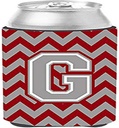 Caroline's Treasures CJ1043-GCC Letter G Chevron Crimson and Grey Can or Bottle Hugger Cooler Washable Drink Sleeve Collapsible Beverage Insulated Holder, Can Hugger, Multicolor