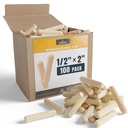 ALBO Wooden Dowel Pins 1/2 x 2 inch Fluted Wood Dowels Rods 100 Pack Hardwood Crafts Dowel Pegs