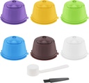 Reusable Coffee Capsule for Nescafe Dolce Gusto Brewers, 6 Pack Refillable Colorful Coffee Capsule Filter with Cleaning Brush and Measuring Spoon