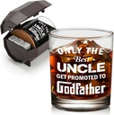 Godfather Proposal Gifts, Pregnancy Announcement Gift for Brothers & Uncles, Rocks Glass & Bourbon Barrel Set for Christmas, Only The Best Uncles Get Promoted to Godfather