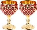 Retro Goblets Cups, Decorative Medieval Goblet, Vintage Wine Glass for Home Bar Party Favors Home Decor (Gold Red)