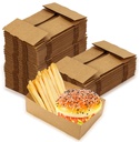 100 Pack Disposable Paper Trays, Rectangular Kraft Containers, Foldable Food Boxes, 4 Corner Pop Up Cardboard Trays for Fast Food, Nacho, Snack, Stadiums, Theaters, Brown
