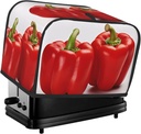 Two Red Bell Peppers 2 Slice Toaster Covers Bread Machine Cover Quilted Dustproof Fingerprint Protectors Small Washable Appliance Cover Bread Maker Dust Protection Universal Size