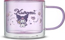 JoyJolt Hello Kitty Double Wall Insulated Coffee Mug ft Kuromi, 13.5 oz Glass Cup, Cute Drinking Glassware ideal for Latte, Iced Coffee, or Tea, Kawaii Hello Kitty Merch, Sanrio Accessories