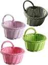4pcs Decorative Hanging Imitation Rattan Storage Basket for Kitchen Multi-functional Wall-mounted Fruits and Vegetables Organizer Rustic Easter Home Decor
