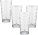 Circleware Paragon Honeycomb Set of 4 Heavy Base Highball Drinking Glasses Tumblers Ice Tea Beverage Cups Glassware for Water, Juice, Beer and Bar Decor Gift, 15.7 oz, 4pc