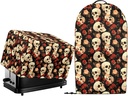 Rose Skull Small Appliance Dust Cover Sets Waffles Maker Oven Dust Covers Blender Cover with Top Handle Stain Resistant Machine Washable 2 PCS