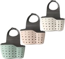 STOBAZA 3pcs Double Layer Hanging Basket for Kitchen Sink Drain Rack Organizer for Sponges Soap and Washcloths Versatile Storage for Kitchen and Bathroom Green Beige