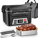 EAST OAK Cordless Electric Lunch Box for Adults,5.5 Cups Rechargeable Self Heating Lunch Box-Automatic Heating,Food Warmer with Memory Function & Automatic Keep Warm,Perfect for Work and Trip(Black)