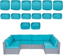 kinbor 14 Piece Patio Cushion Covers Replacement - Outdoor Couch Cushion Slipcovers with Zipper for Sectional Sofa Furniture Set, Washable Outdoor Covers Only (Turquoise)