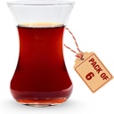 Turkish Tea Glass Set, Slim Waist Design and Thick Sole Prevent Tea From Getting Cold, Easy to Keep for 6 People, 6 Glasses, Useful Set (6 Pieces)