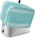 Toaster Cover with Pockets Teal Stripes Bread 4 Slice Toaster Oven Covers for Kitchen, French Stripe Farmhouse Dustproof Cover for Small Appliance Cover Fingerprint Protection, Bread Machine Cover
