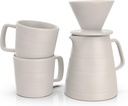 Francois et Mimi Pour Over Drip Coffee Maker Gift Set with Two Coffee Mugs, Non-Electric Pour Over Coffee Dripper, Easy Manual Brew Maker, Dishwasher and Microwave Safe, Filters not included (Ivory)