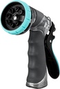 Heavy Duty Metal 8 Pattern Hose Nozzle 500007 with Rear Trigger and Comfort Grip by New England Garden Tools for Cleaning, Watering Plants & Yards, Washing Cars & Pets