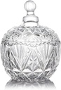 Glass Candy Dish Candy Jar with Lid Decorative Candy Bowl Crystal Covered Candy Storage Food Jars Container Organization for Home Party Wedding Display (Transparent)