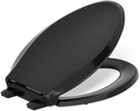 KOHLER 4636-RL-7 Cachet ReadyLatch Elongated Toilet Seat Slow Close, Soft Close Toilet Seat Quiet Lid, Contoured Grip-Tight Bumpers Installation Hardware, Apartment Essentials, Black