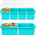 Silicone Freezer Trays with Lid for Soup, 1-Cup & 2-Cup Large Ice Cube Molds Food Storage Containers for Meal Prep, Freeze 250mL/125mL Portions – 2 Pack