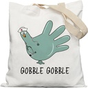 Funny Nurse Tote Bag, Nurse Appreciation Gifts Canvas Tote Bags for Women, Nurses Week Gifts, Gobble Gobble Turkey Glove Medical Nursing Reusable Grocery Shopping Bags