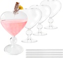 4PCS Heart Shaped White Wine Glasses, Glass Highball Glasses, Cocktail Glasses for Parties, Homes, Bars, Clubs, Restaurants, Hotel Venue