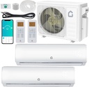 20000 BTU Dual Zone WIFI Mini Split AC/Heating System, 20 SEER2 208-230V (9K + 9K) Ductless Split Air Conditioner with Pre-Charged Condenser & Heat Pump, Not Include Copper Tube Line Set