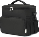 Unisex Insulated Lunch Bag, Black, 10.2 x 7.5 x 9 inches, Durable Oxford Fabric, PEVA Lining, 3+ Years