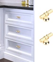 T Shaped Shower Door Knob, T Knobs for Cabinets,Single Hole T Bar Cabinet Pulls,1.97" Length,with Screws,Aluminum Alloy,Gold,2Pcs