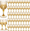 7OZ Plastic Wine Glasses, 48Pcs Amber Reusable Drinking Cups Vintage Champagne Flutes, Plastic Crystal Water Goblets for Parties Stemmed Shatterproof Drinking Glasses for Wedding, Toasting Party